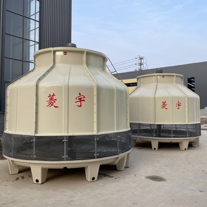 河南新乡矿山集团两台菱宇LYT--200L圆形玻璃钢冷却塔安装完成
